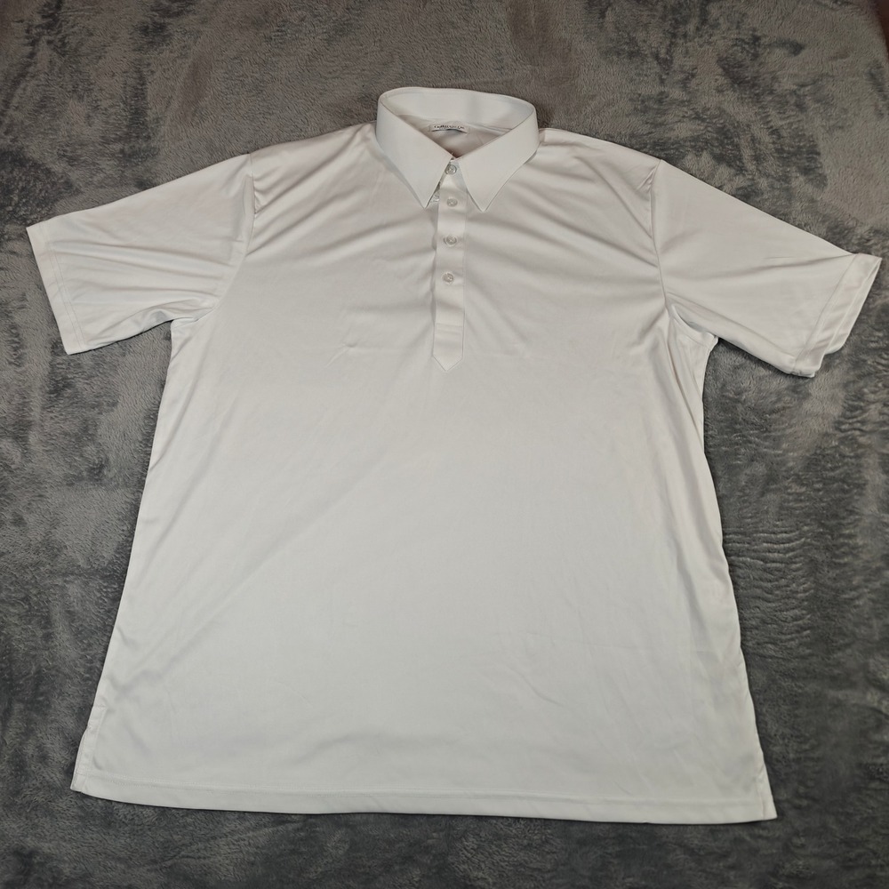 Collars & Co Dress Collar Polo Mens XL White Relaxed Fit Short Sleeve Polyester